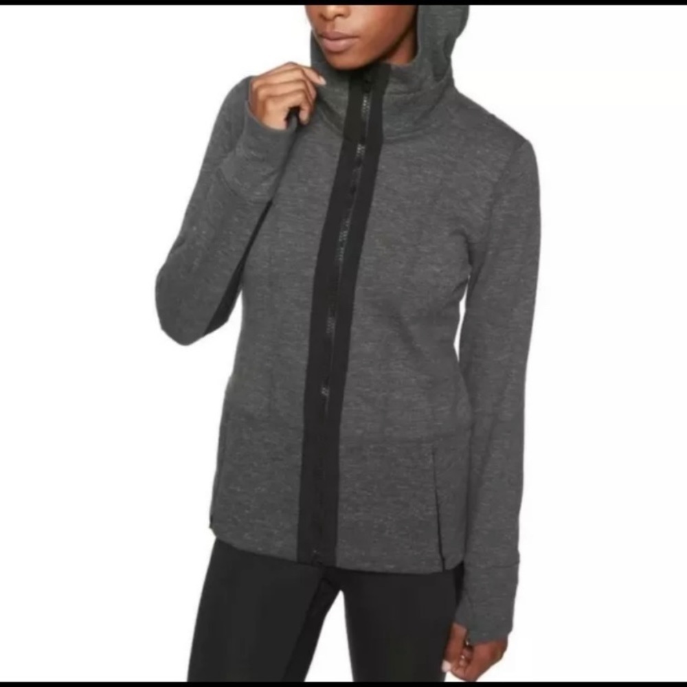ATHLETA • Women’s Victory Fitted Hooded Jacket Full Zip Grey Size XS